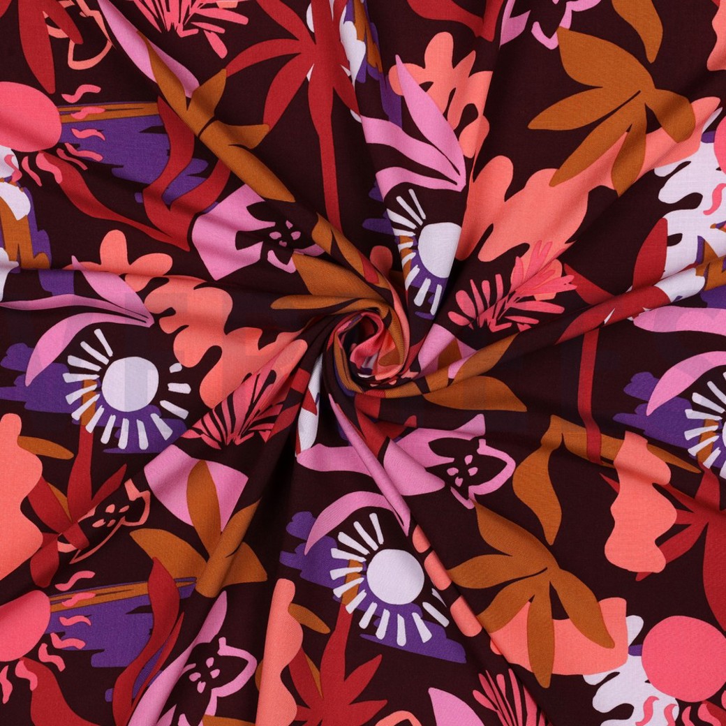 LENZING™ ECOVERO™ FLOWERS BORDEAUX #3