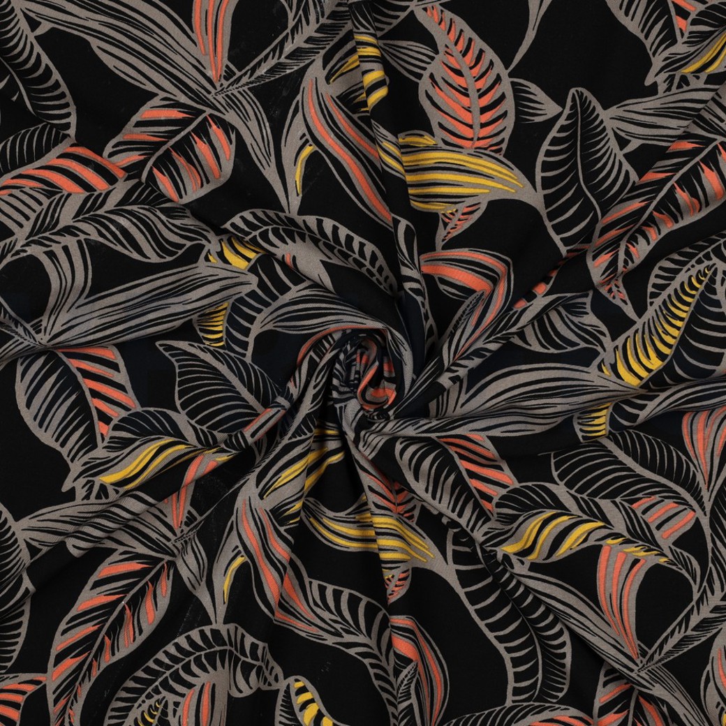 LENZING™ ECOVERO™ LEAVES BLACK #3
