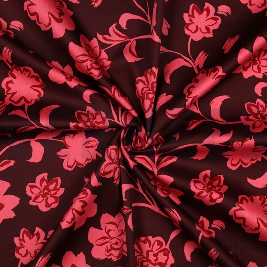 COTTON SATIN FLOWERS BORDEAUX #7