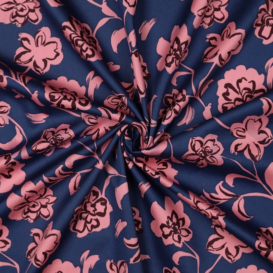 COTTON SATIN FLOWERS BLUE #7