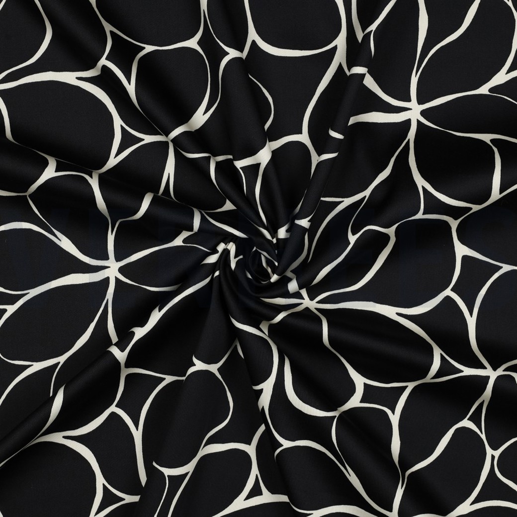 COTTON SATIN FLOWERS BLACK #3