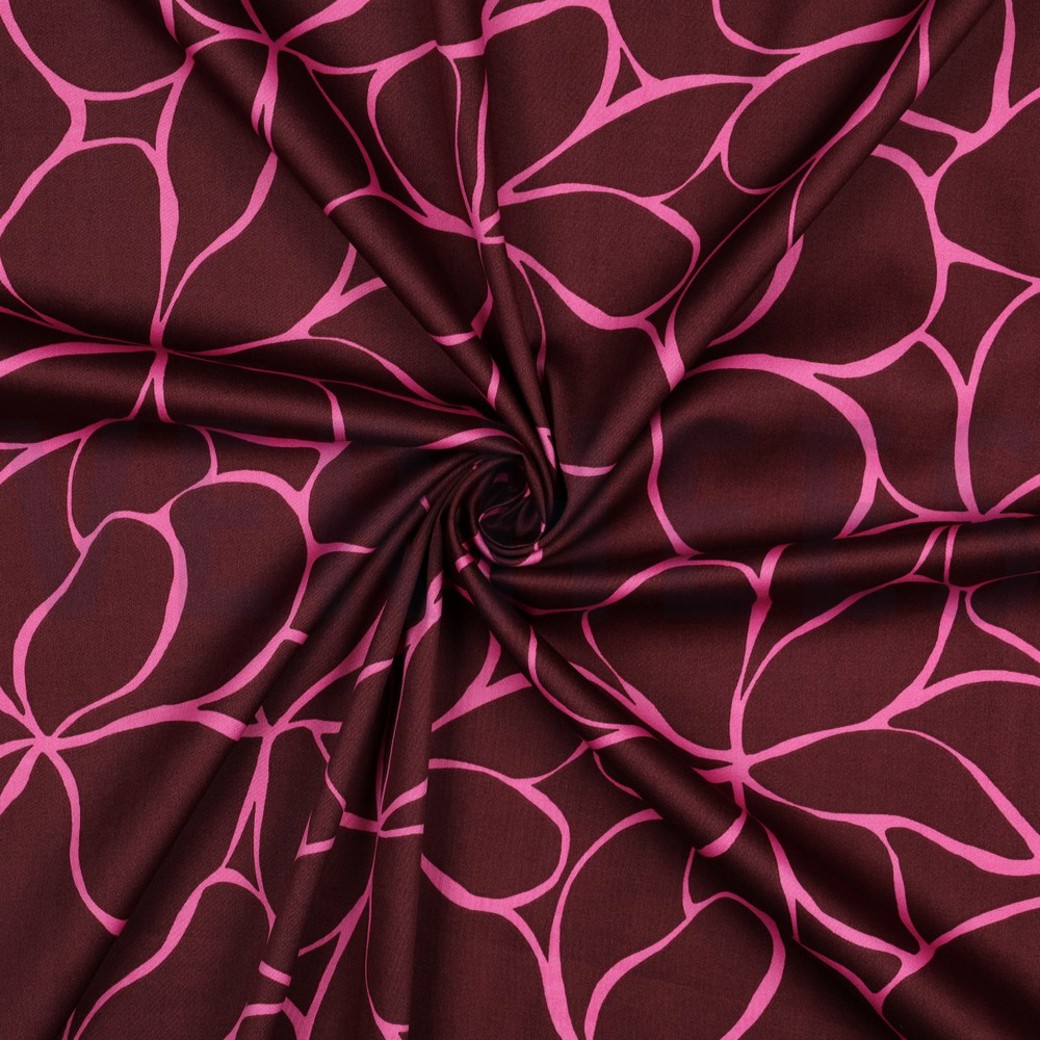 COTTON SATIN FLOWERS BORDEAUX #3