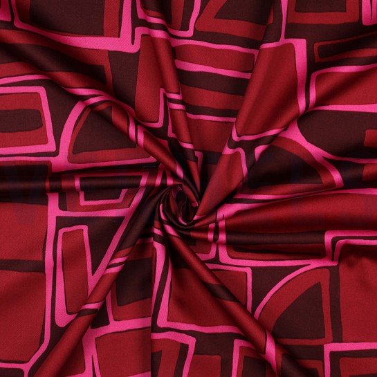 COTTON SATIN GEOMETRIC BORDEAUX #7