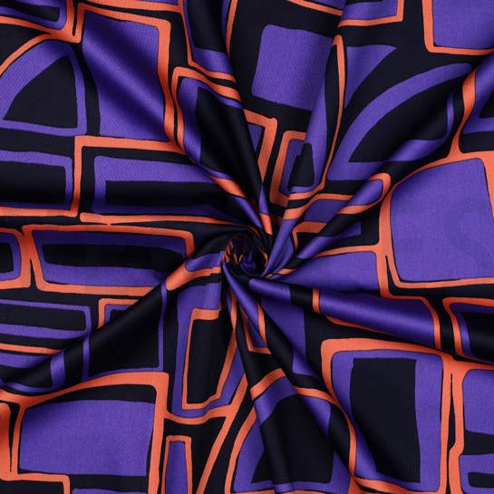 COTTON SATIN GEOMETRIC NAVY #7