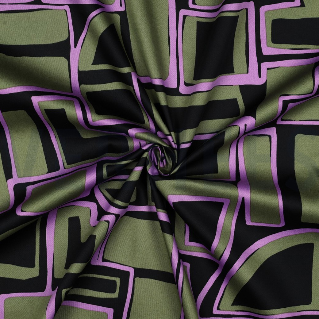 COTTON SATIN GEOMETRIC BLACK #3