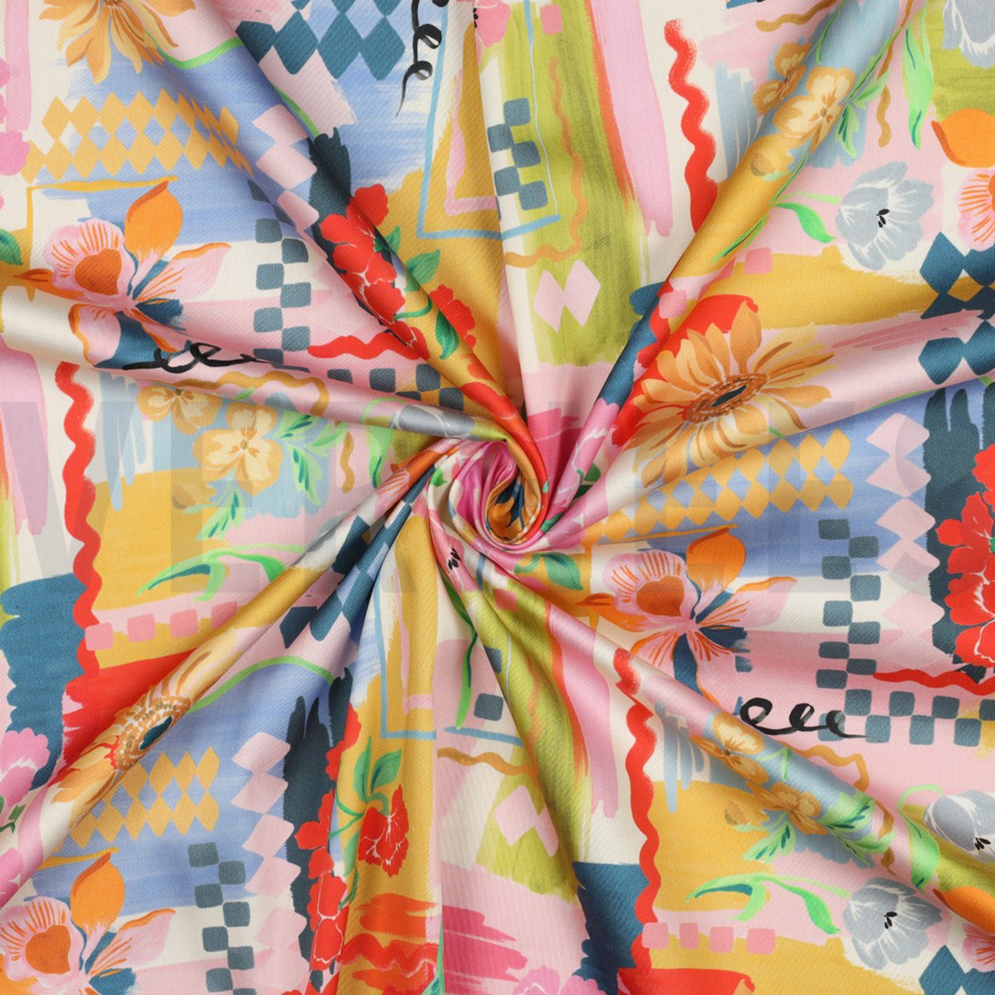 COTTON SATIN DIGITAL PATCHWORK YELLOW (high resolution) #3