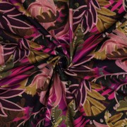 COTTON VISCOSE DIGITAL LEAVES PINK/ OCHRE (thumbnail) #3