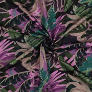 COTTON VISCOSE DIGITAL LEAVES PURPLE/ GREEN (thumbnail) #3