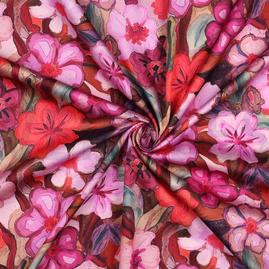 COTTON SATIN DIGITAL FLOWERS FUCHSIA #7