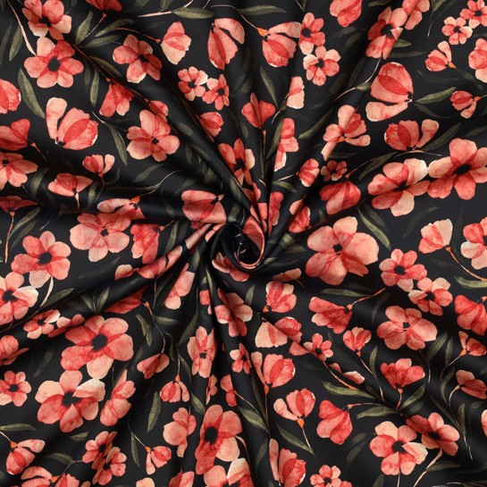 COTTON SATIN DIGITAL FLOWERS RED #7