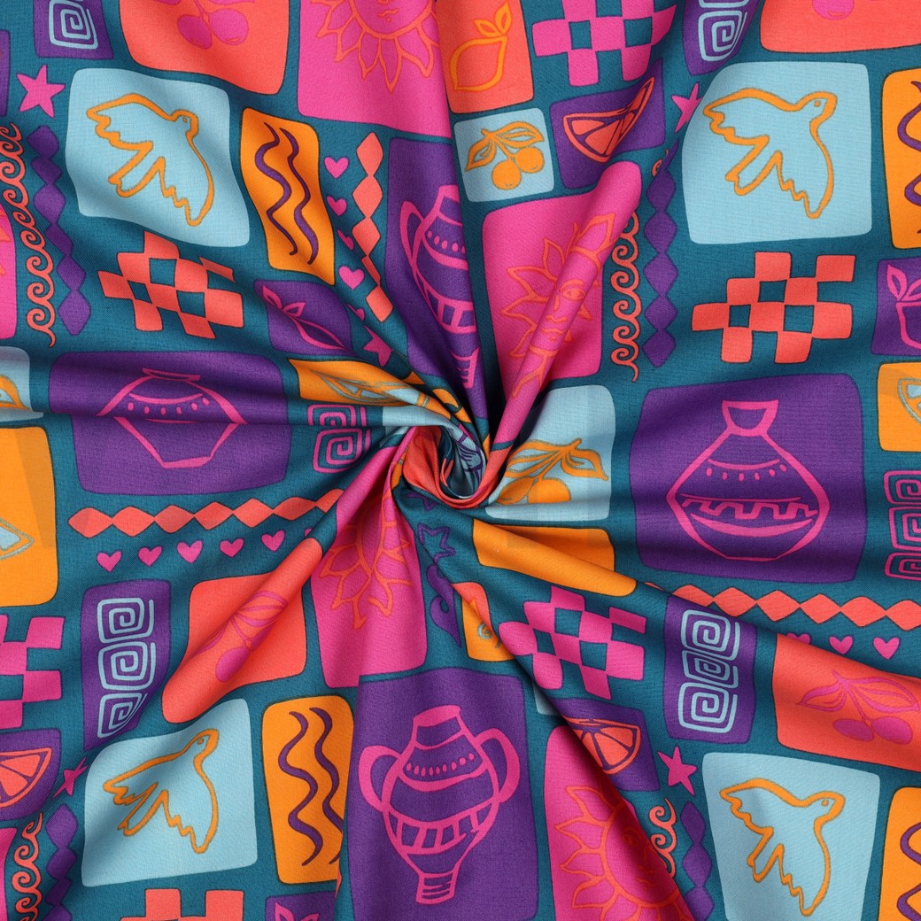 FINE POPLIN SUMMER PATCHWORK PETROL #3