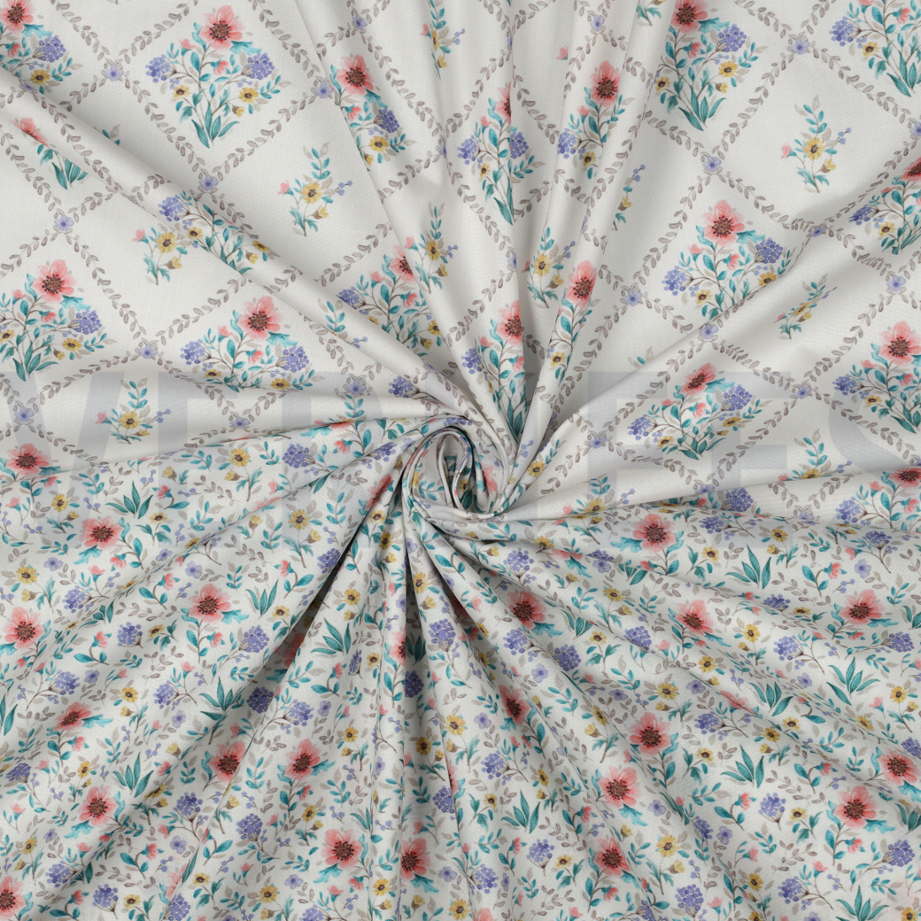 FINE POPLIN DIGITAL FLOWERS OFF-WHITE #3