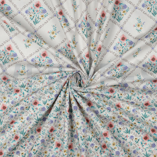 FINE POPLIN DIGITAL FLOWERS OFF-WHITE #7