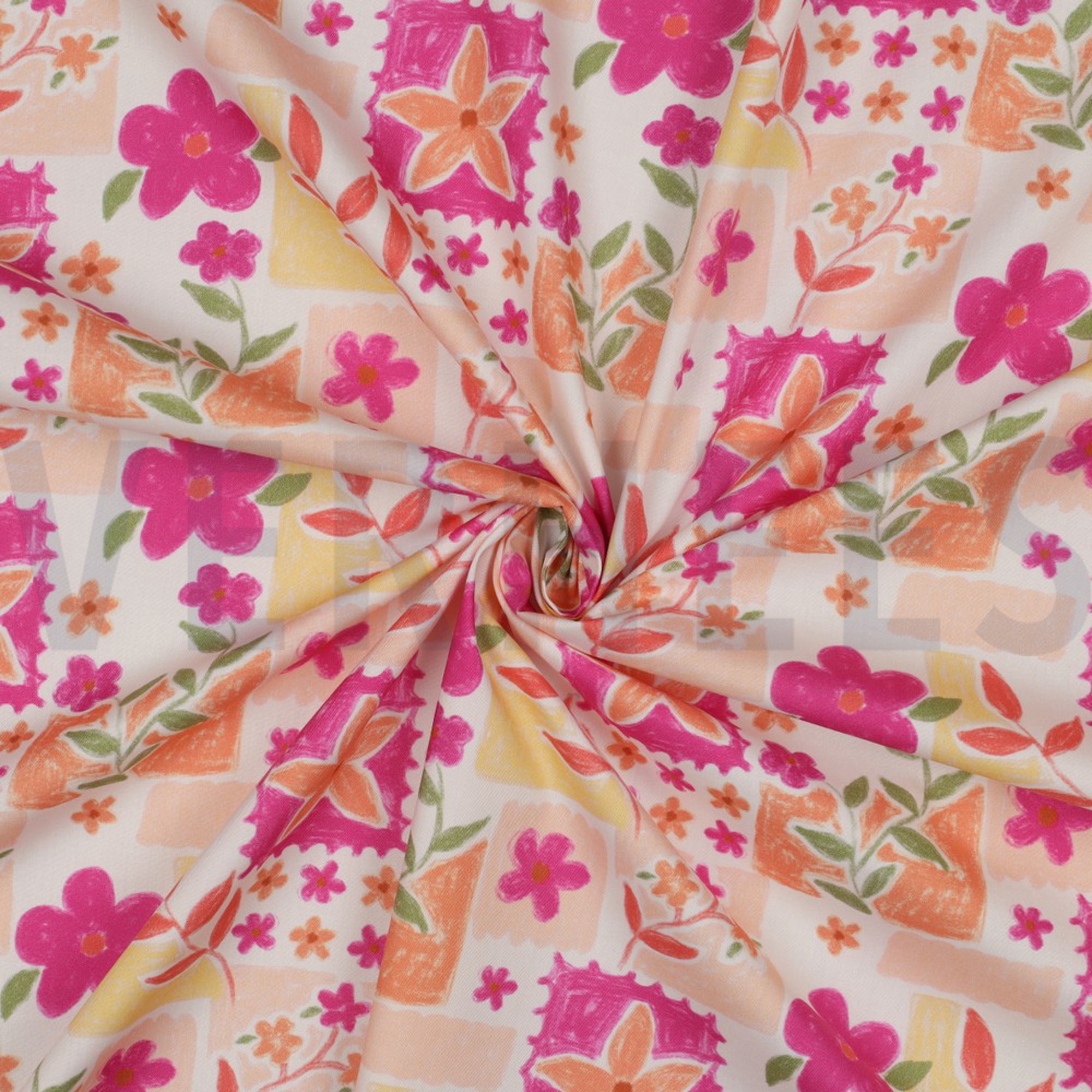 FINE POPLIN DIGITAL FLOWERS FUCHSIA (high resolution) #3