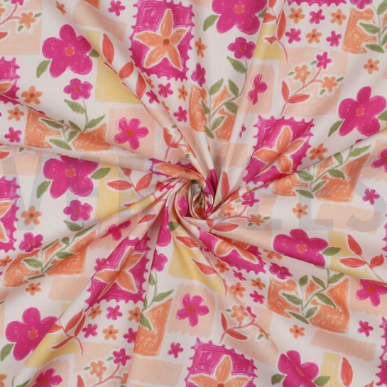 FINE POPLIN DIGITAL FLOWERS FUCHSIA #7