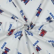 FINE POPLIN DIGITAL RACE CARS WHITE (thumbnail) #3
