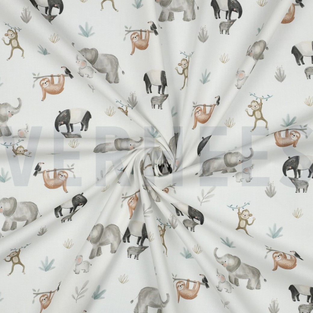 FINE POPLIN DIGITAL SAFARI ANIMALS OFF-WHITE #3