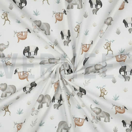 FINE POPLIN DIGITAL SAFARI ANIMALS OFFWHITE #7