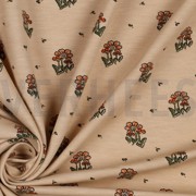 BAMBOO COTTON JERSEY SMALL FLOWERS SAND (thumbnail) #3