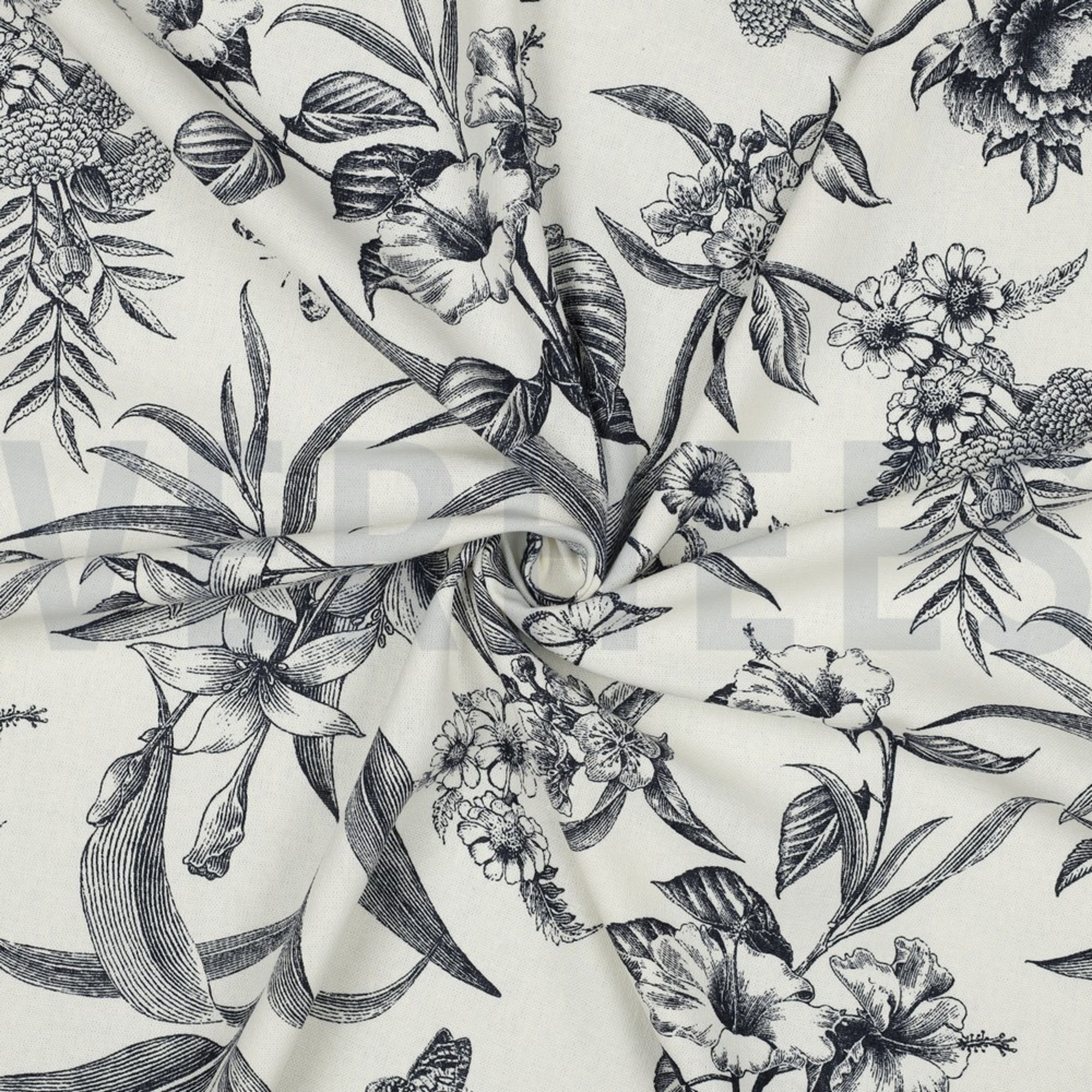 LINEN VISCOSE FLOWERS NAVY (high resolution) #3