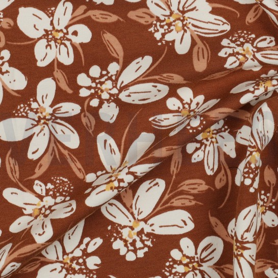 FRENCH TERRY FLEURS NOISETTE #7