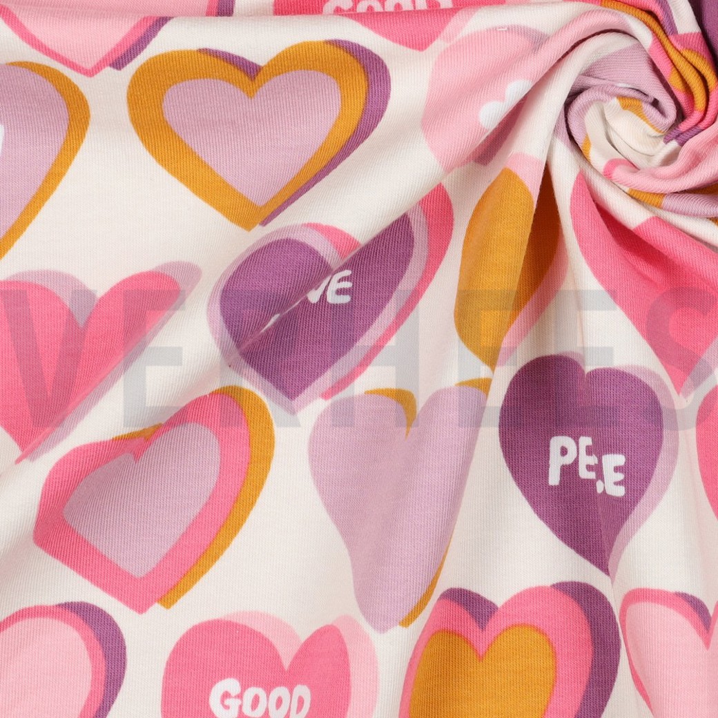 FRENCH TERRY HEARTS ECRU #3