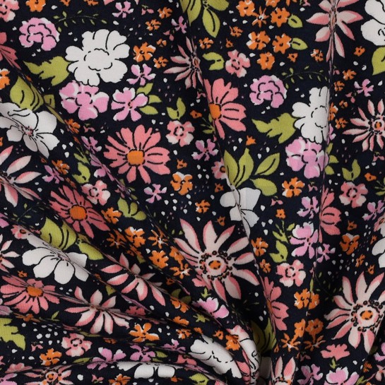 FRENCH TERRY BLUMEN MARINEBLAU #7