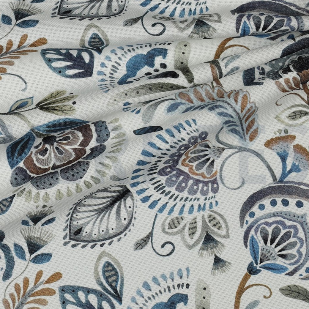CANVAS DIGITAL PAISLEY OFF WHITE BLUE #3