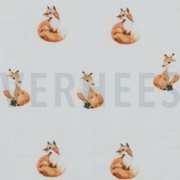 DOUBLE GAUZE GOTS DIGITAL ANIMALS WHITE (thumbnail) #3