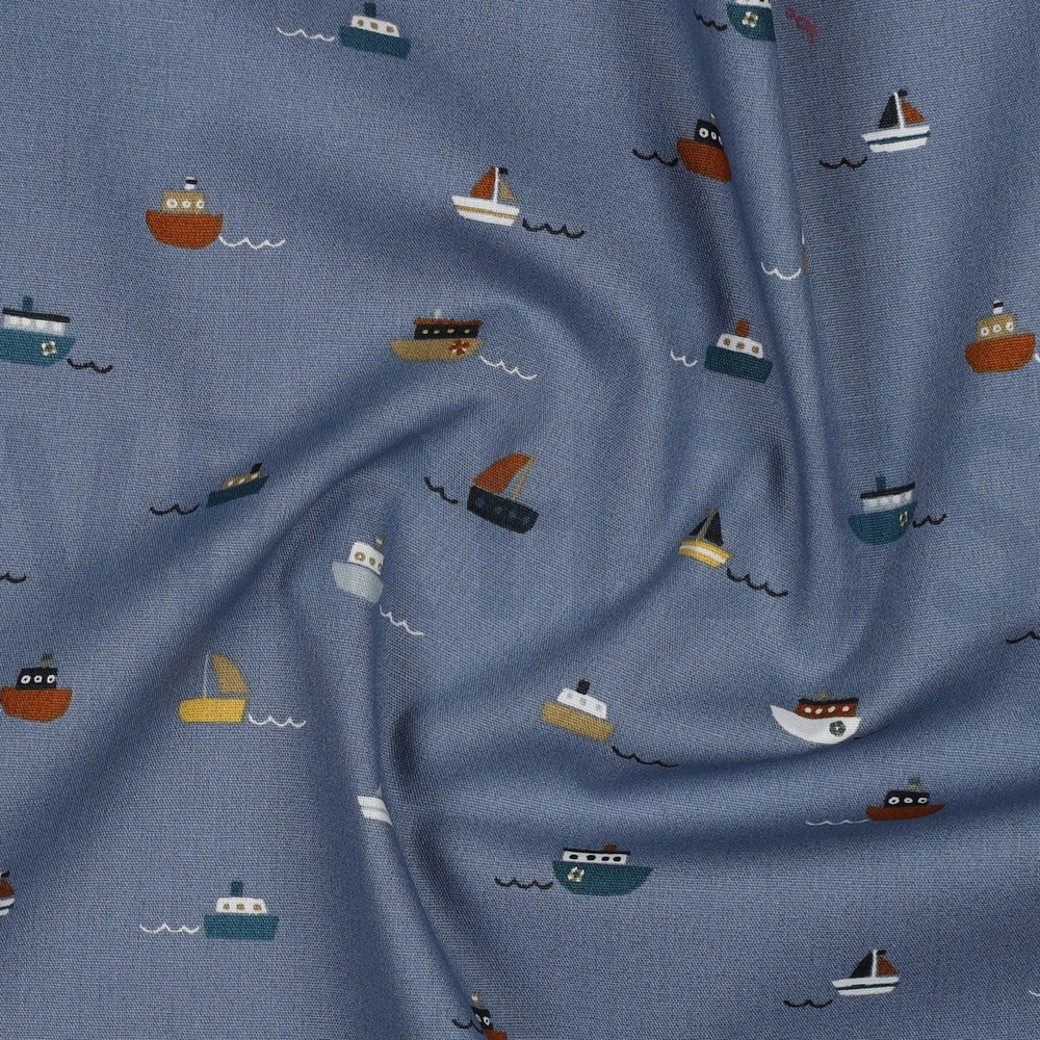 POPLIN GOTS BOATS BLUE SHADOW #3