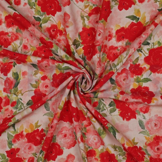 VISCOSE RADIANCE DIGITAL FLOWERS RED #7