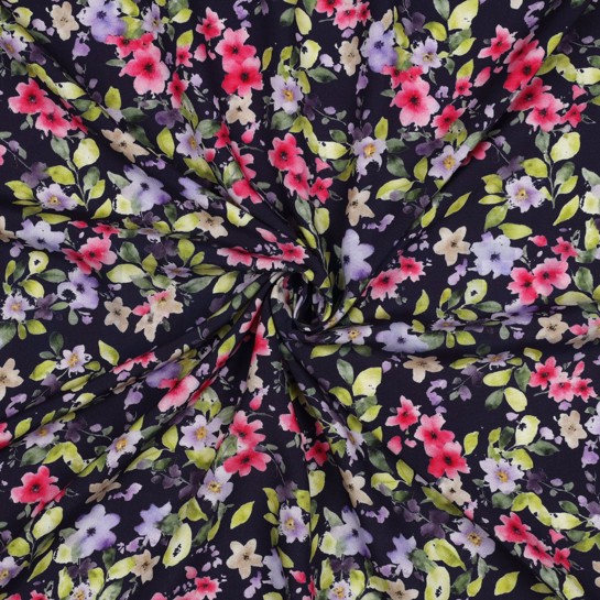 VISCOSE RADIANCE DIGITAL FLOWERS NAVY #7