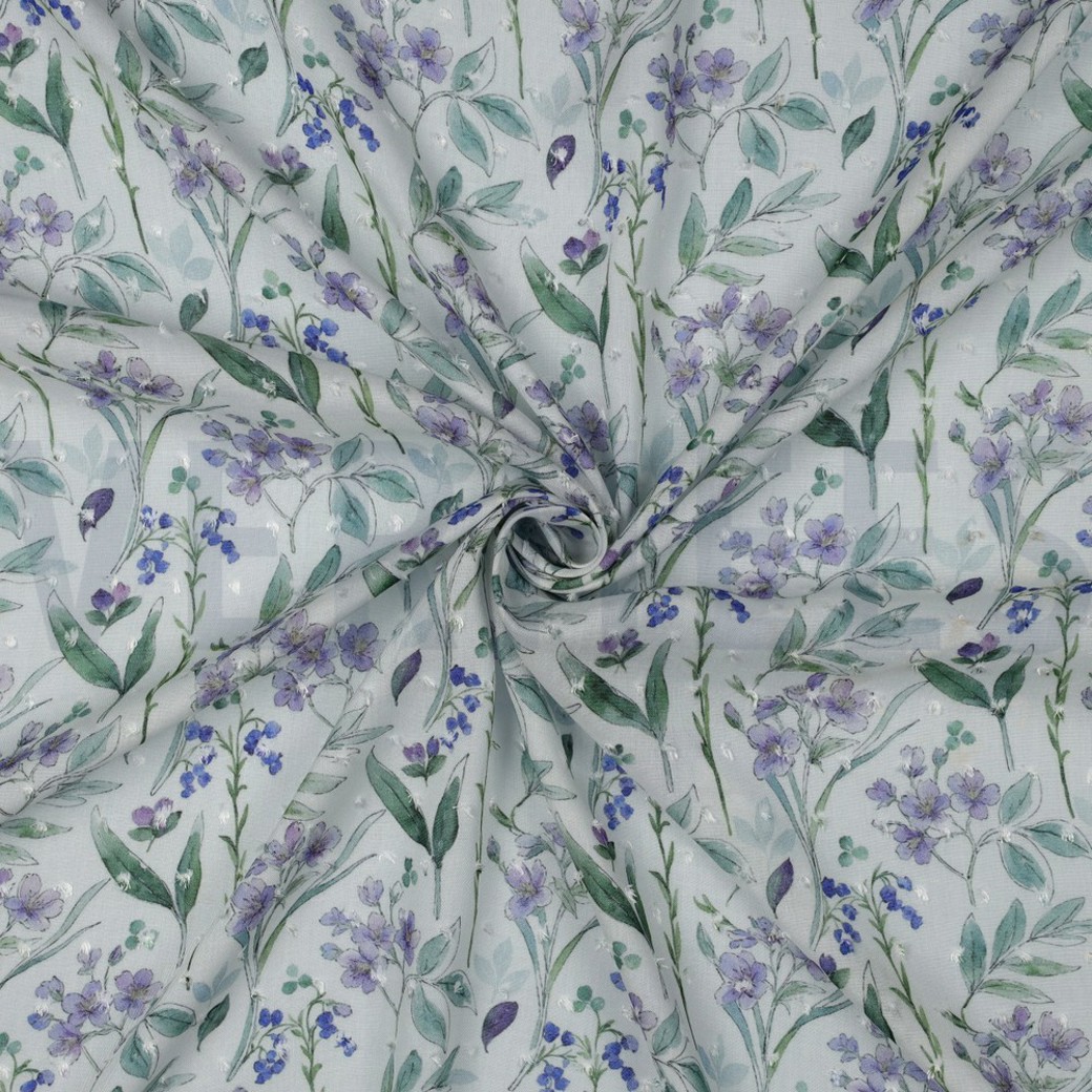 VISCOSE DOBBY DIGITAL FLOWERS WHITE #3