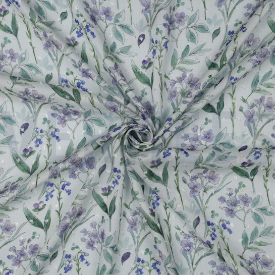 VISCOSE DOBBY DIGITAL FLOWERS WHITE #7