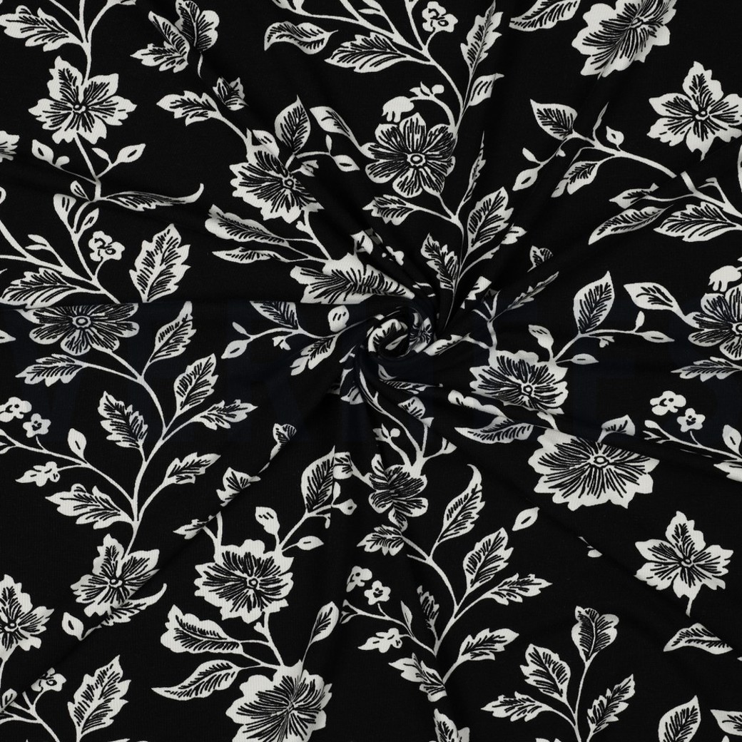 VISCOSE JERSEY FLOWERS BLACK #3