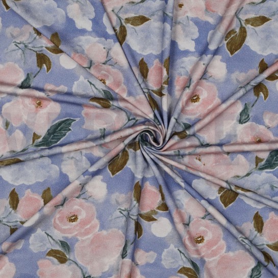 VISCOSE JERSEY DIGITAL FLOWERS LIGHT BLUE #7