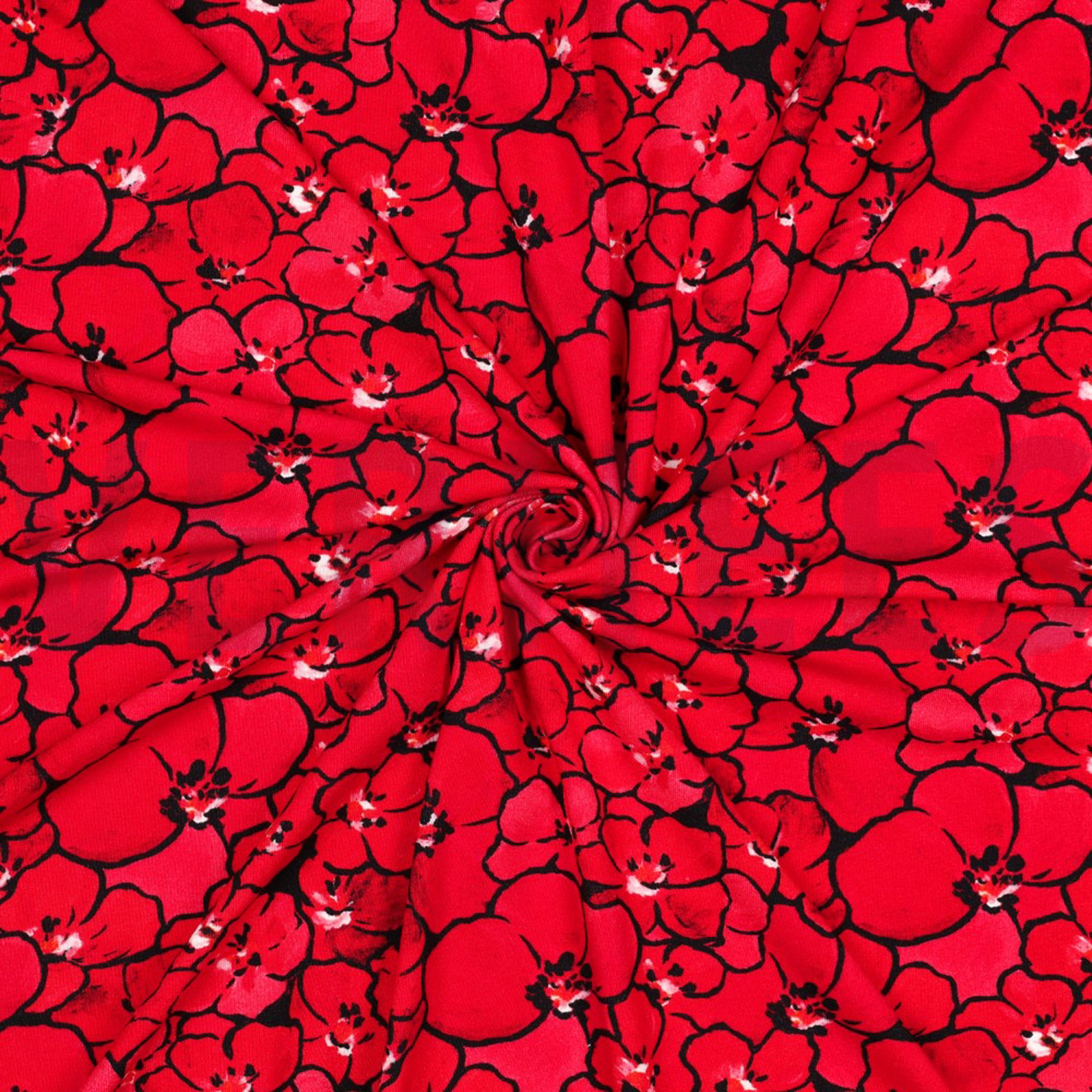 VISCOSE JERSEY DIGITAL FLOWERS RED (high resolution) #3