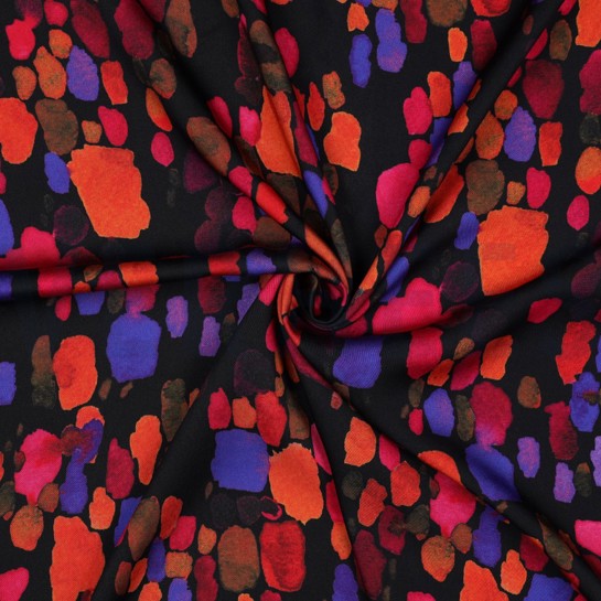 VISCOSE SATIN DIGITAL ABSTRACT BLACK #7