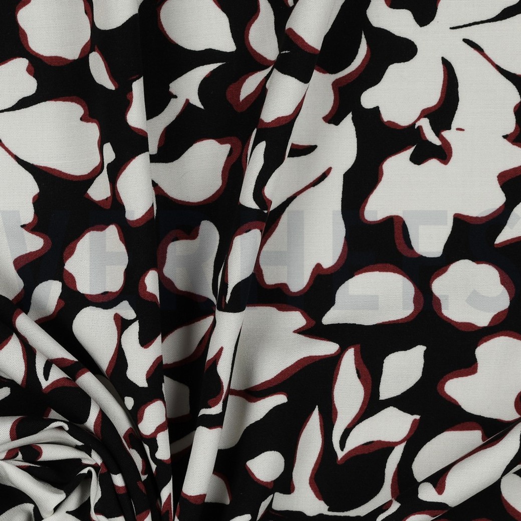 VISCOSE POPLIN STRETCH BIG FLOWERS BLACK #3