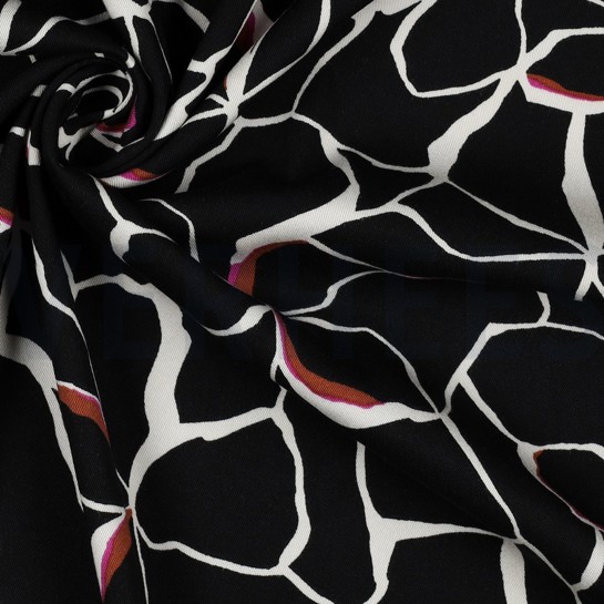 VISKOSE ROSELLA STRETCH BLUMEN SCHWARZ #7