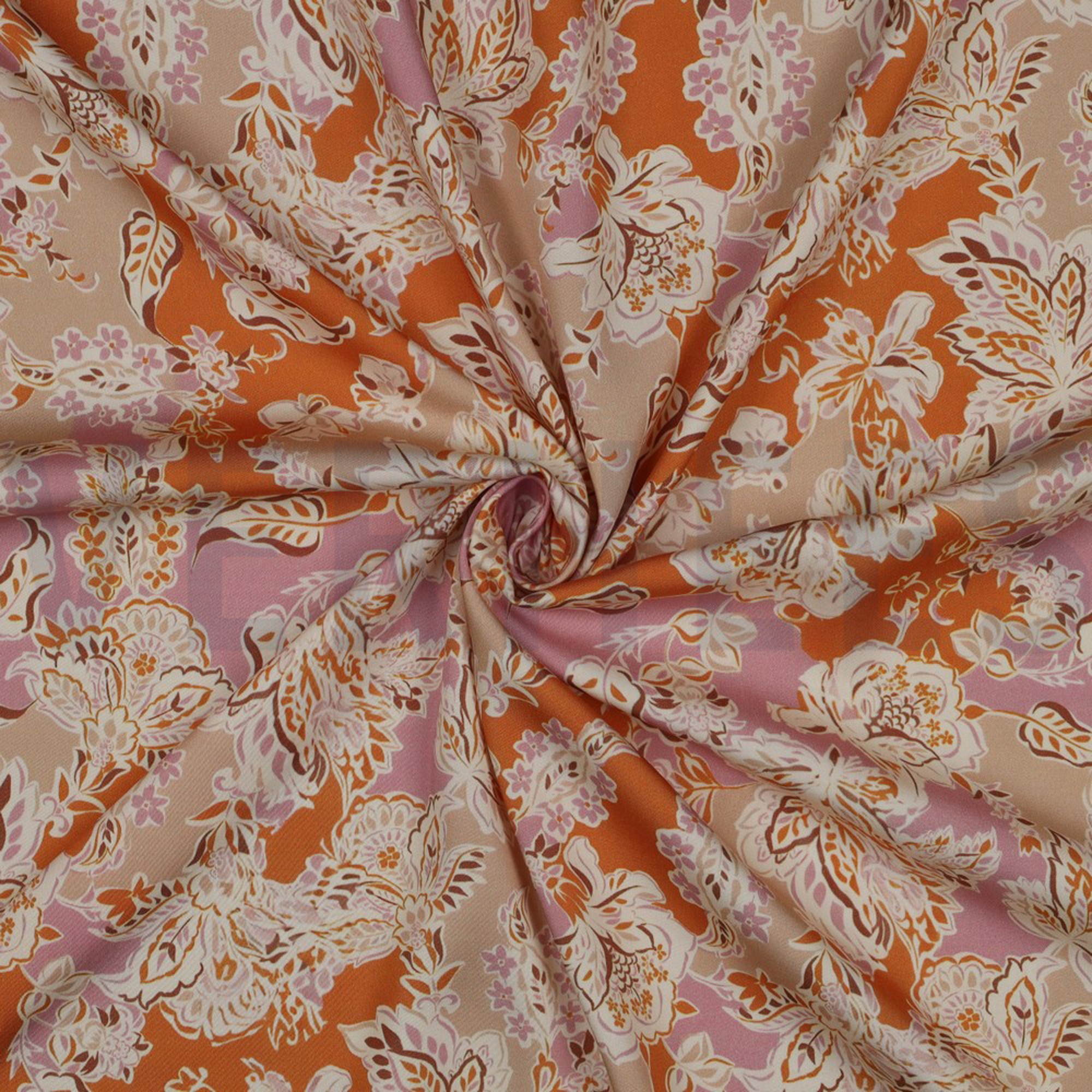 VISCOSE SATIN DIGITAL FLOWERS ORANGE (high resolution) #3
