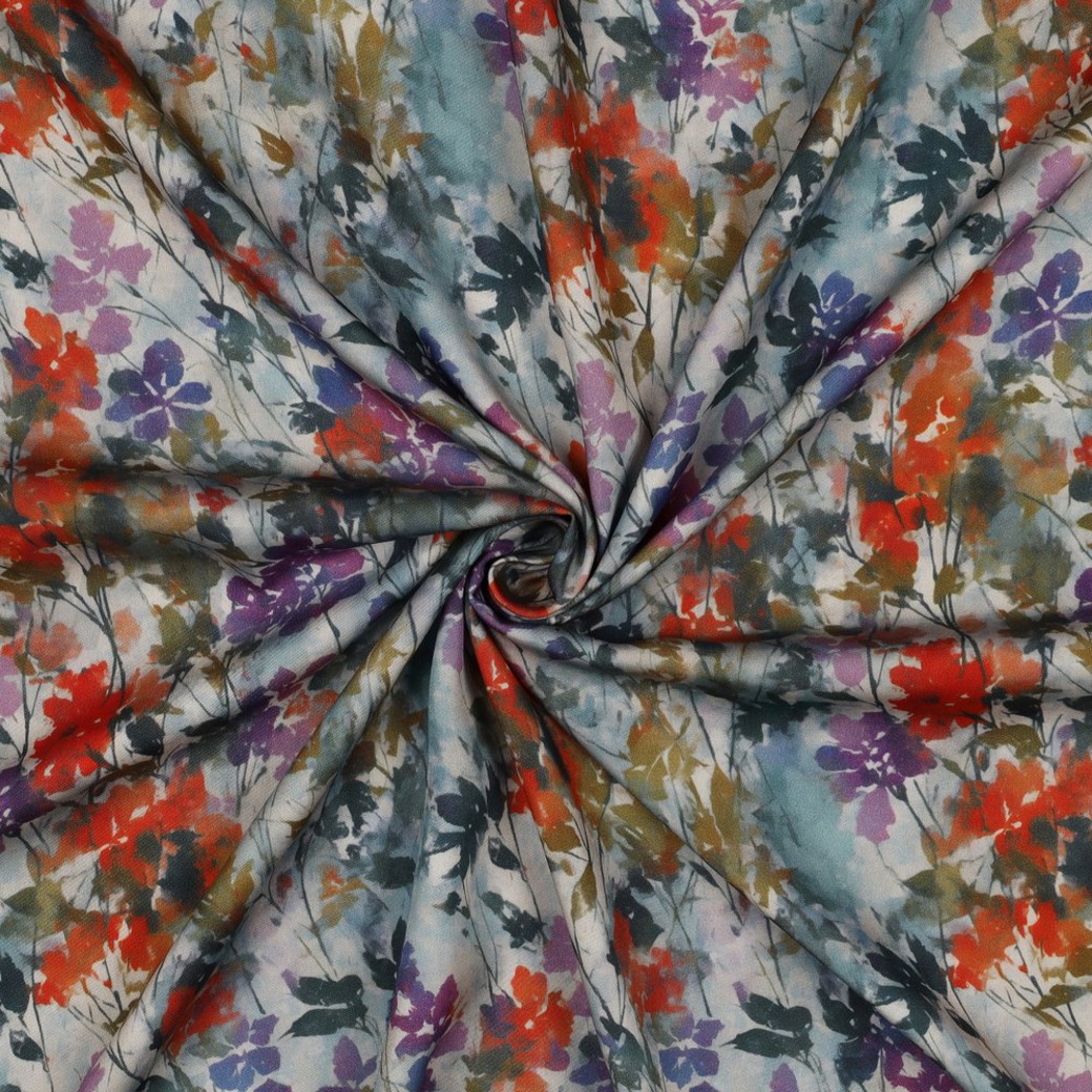 VISCOSE SATIN DIGITAL FLOWERS OFF-WHITE #3