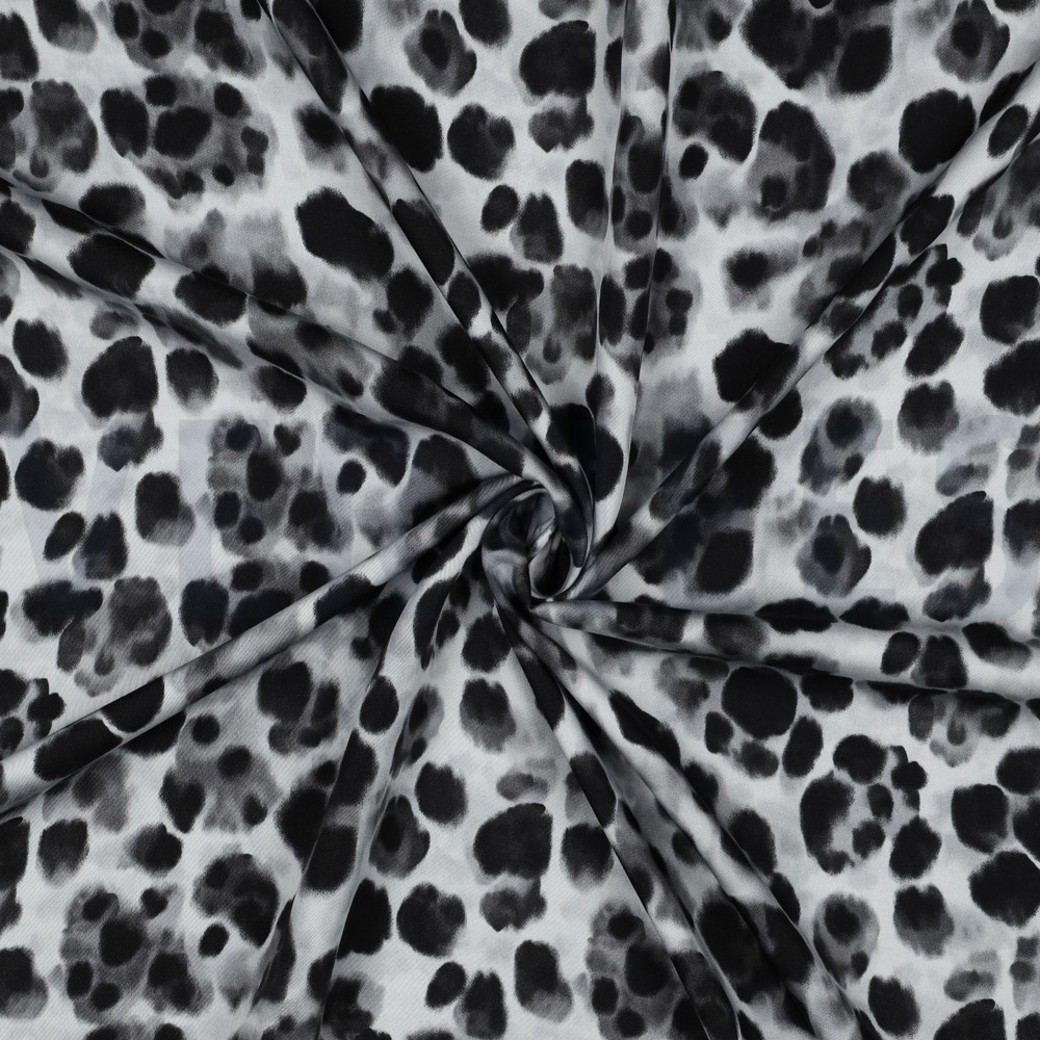 VISCOSE SATIN DIGITAL ANIMAL SKIN BLACK #3