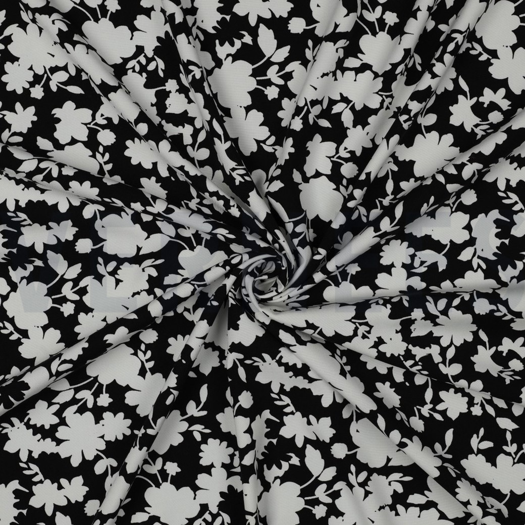 VISCOSE STRETCH FLOWERS BLACK #3