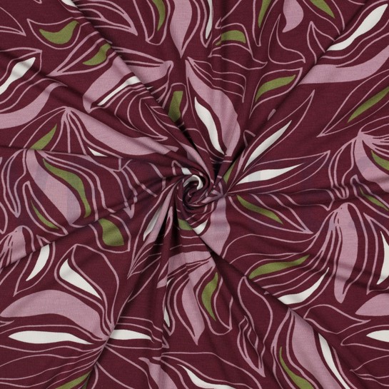 VISCOSE JERSEY FLOWERS DARK MAUVE #7