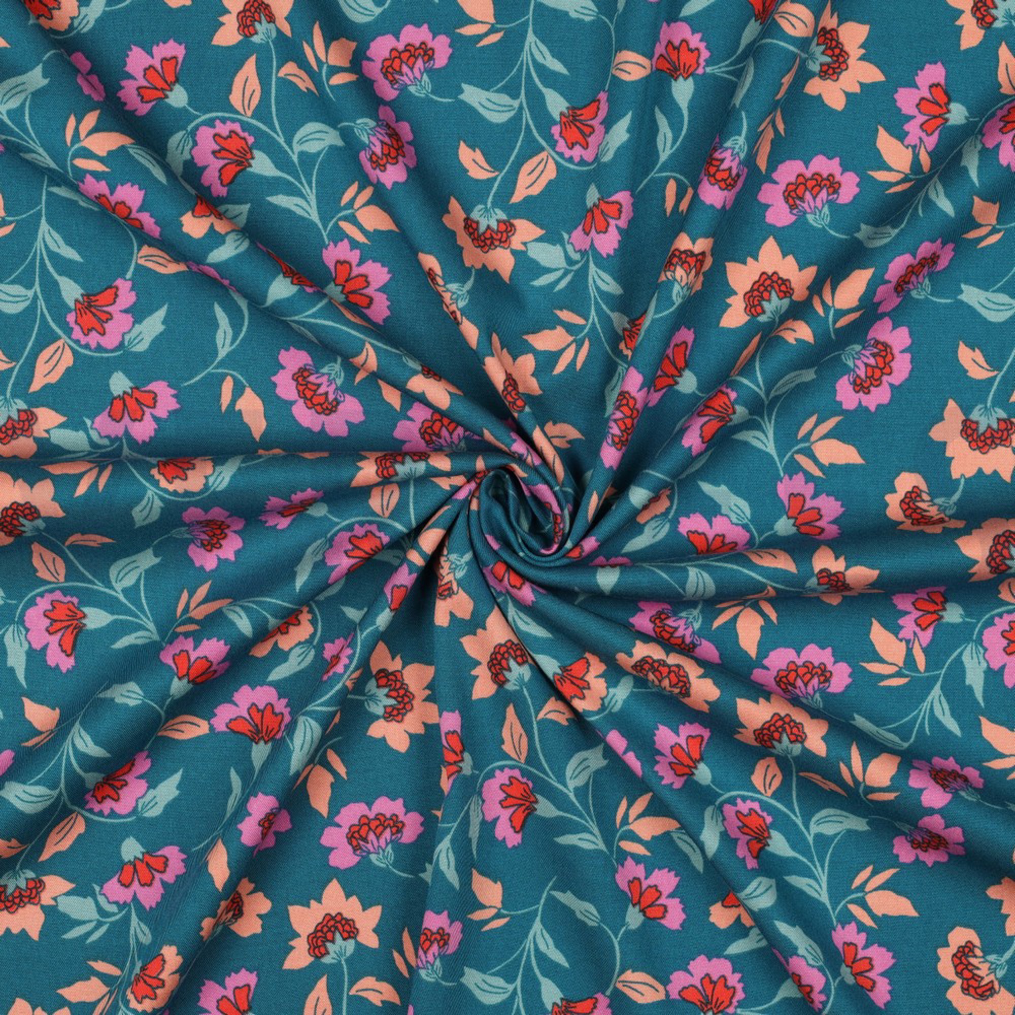 ROSELLA STRETCH FLOWERS PETROL (high resolution) #3