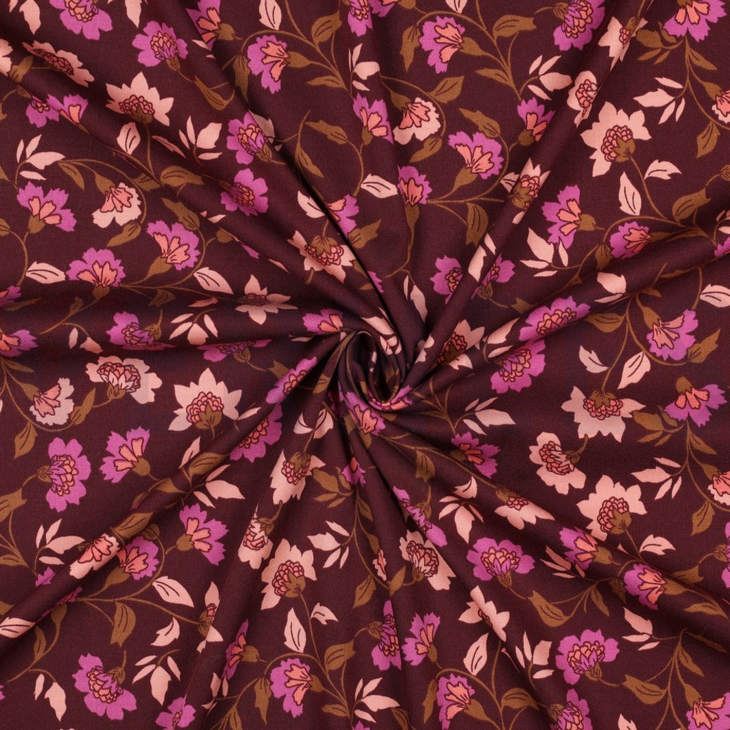 ROSELLA STRETCH FLOWERS BORDEAUX #3