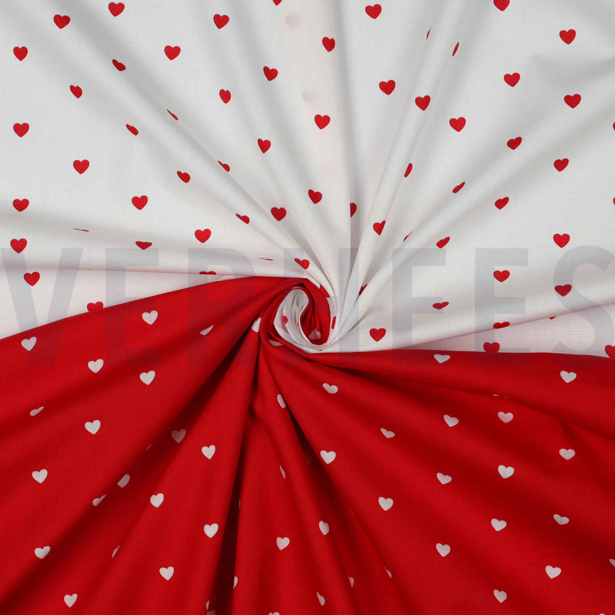 FINE POPLIN HEARTS DARK RED / WHITE (high resolution) #3