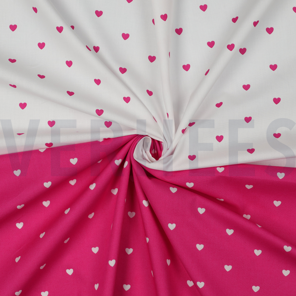FINE POPLIN HEARTS FUCHSIA / WHITE #3