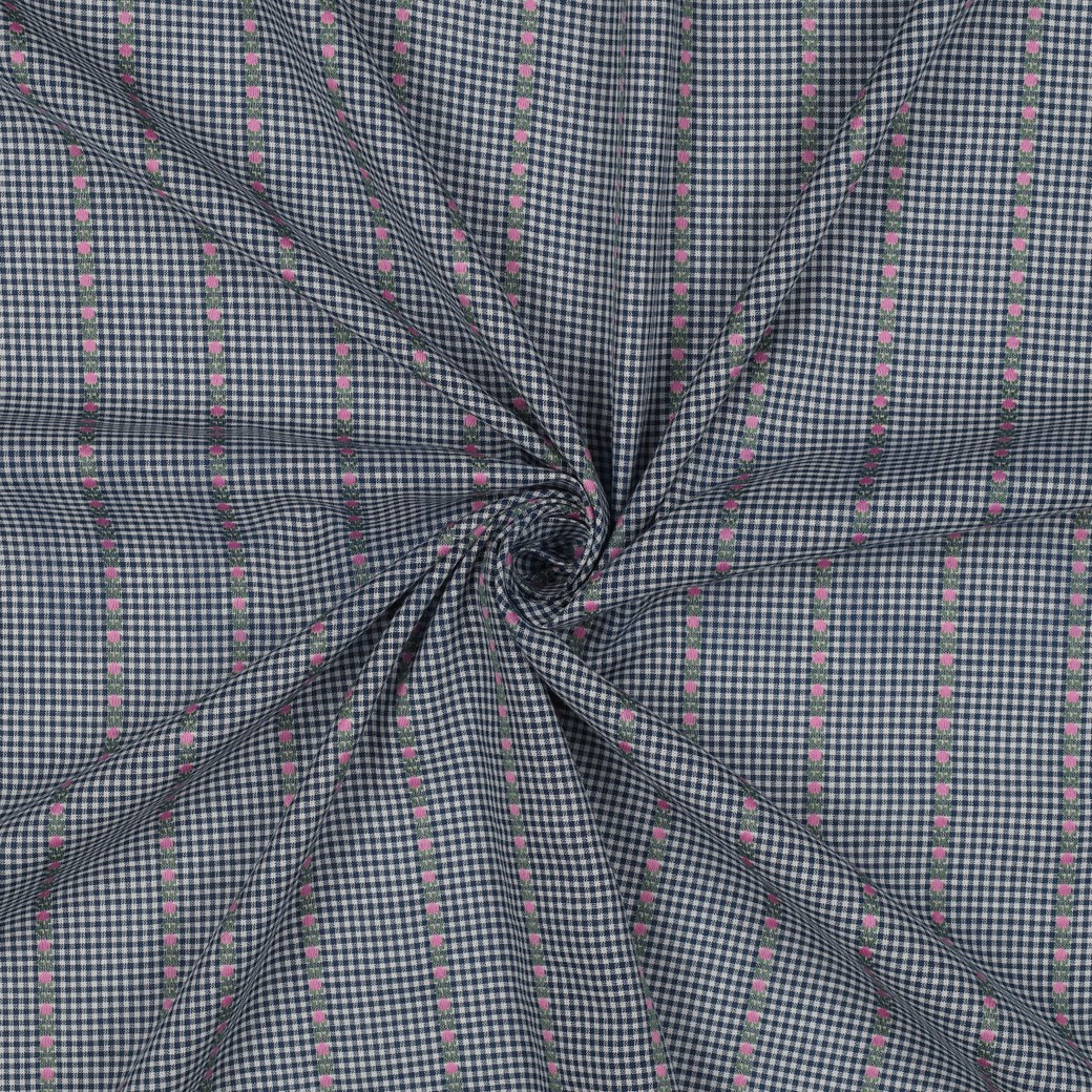 COTTON JACQUARD FLOWERS BLUE / WHITE #3
